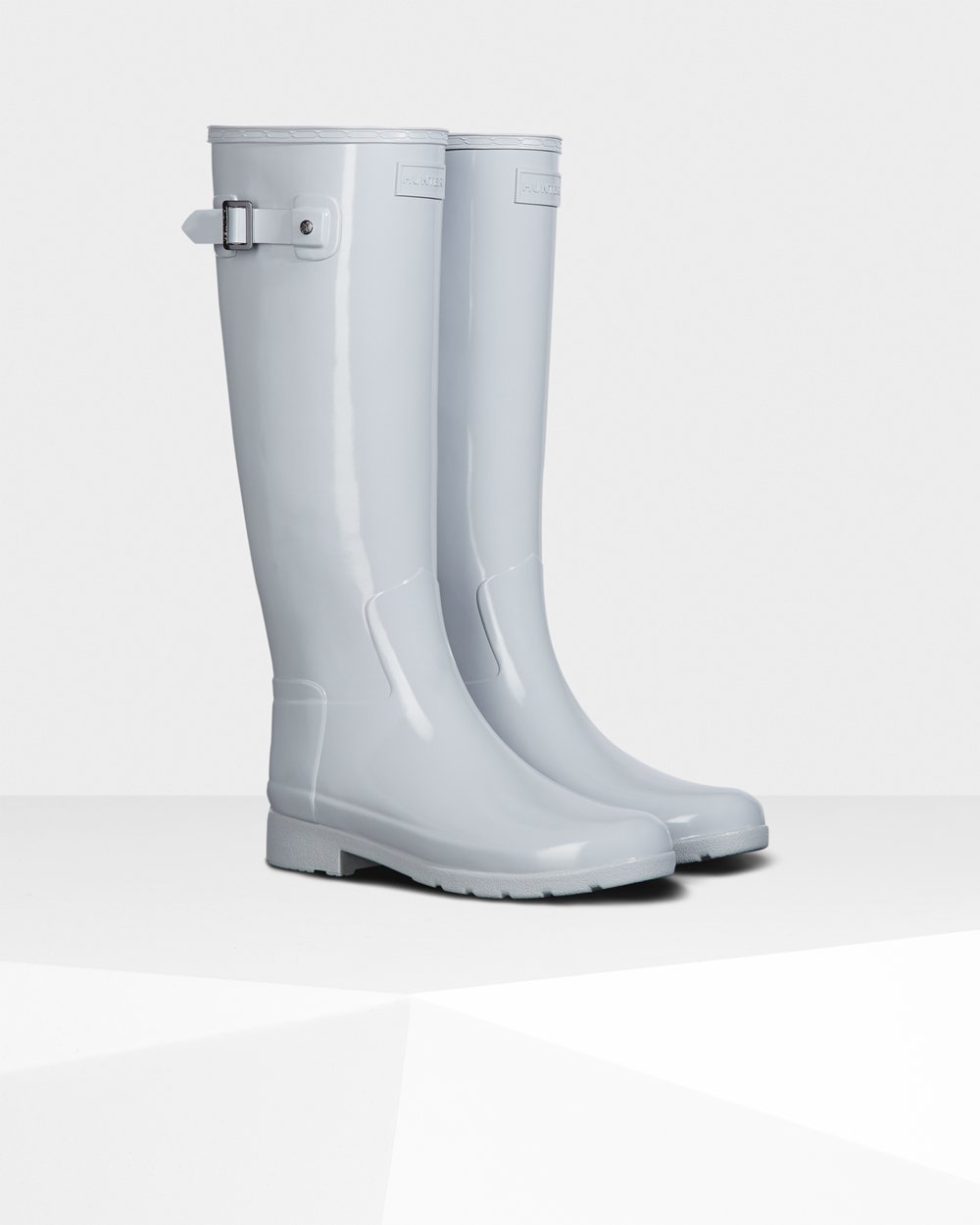 Hunter Refined Slim Fit Gloss Tall Rain Boots - Online Shop Womens Light Grey - YEWKDH180